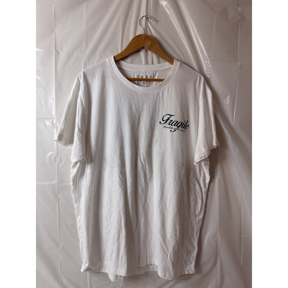 Free State Fragile Handle With Care Graphic T Shirt White Short Sleeve Men’s XL